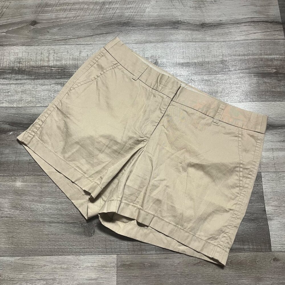 J Crew Mid Rise Stretch Bermuda Chino Shorts Tan Beige NEW Women’s Size 8